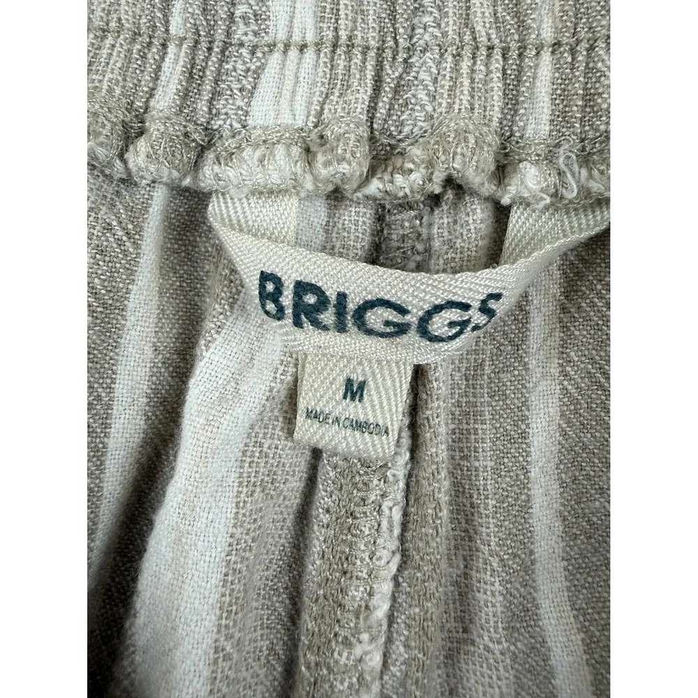 Coastal Striped Wide Leg Linen Blend Pants Crochet Trim M Briggs